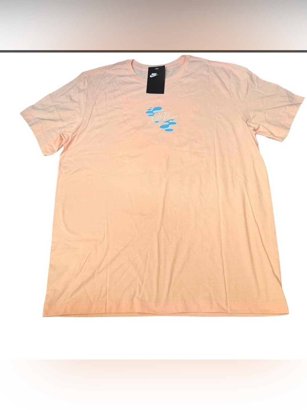 Nike Peach Short-Sleeve Tee with Blue Logo